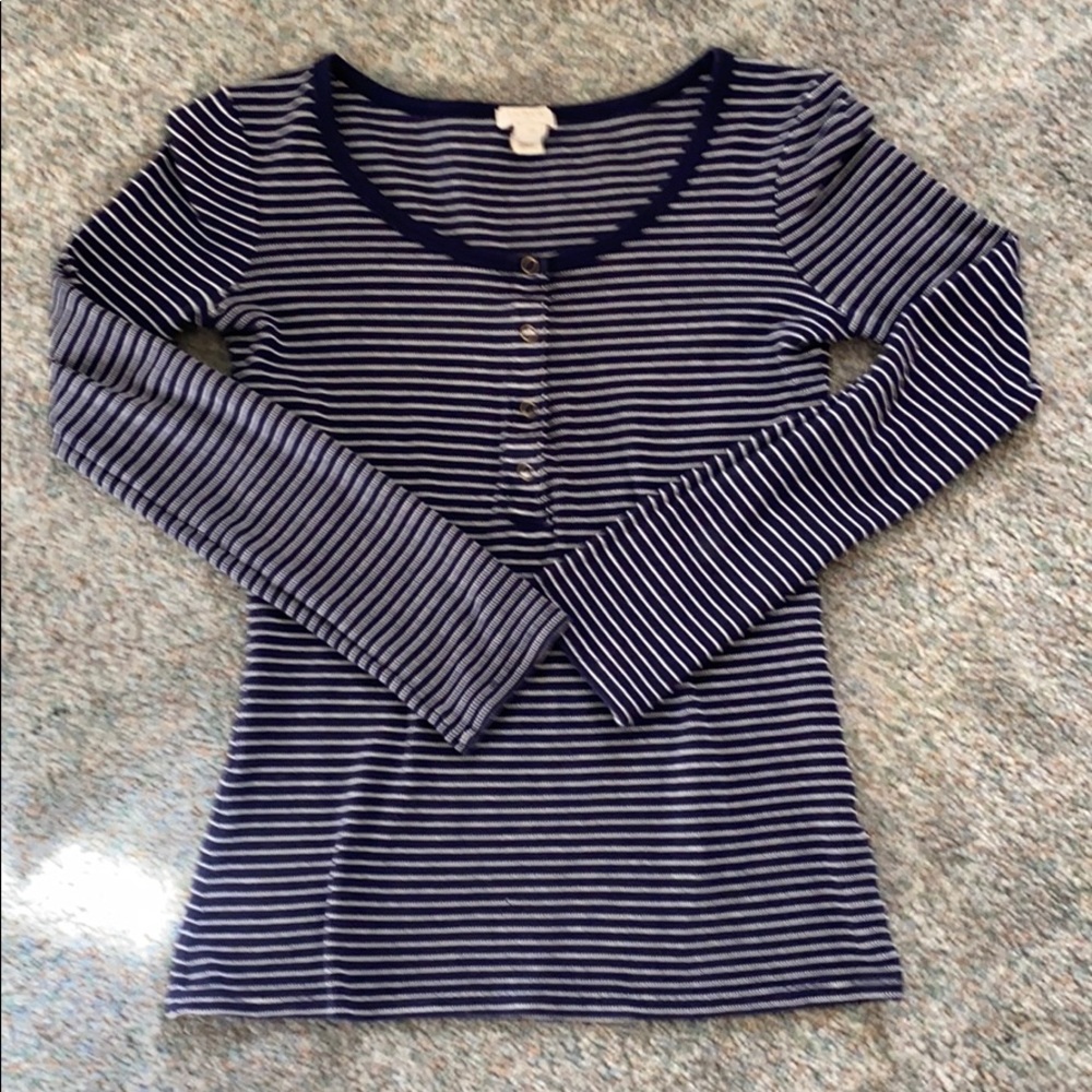 TWO 2  J crew women button striped long shirt -xxs